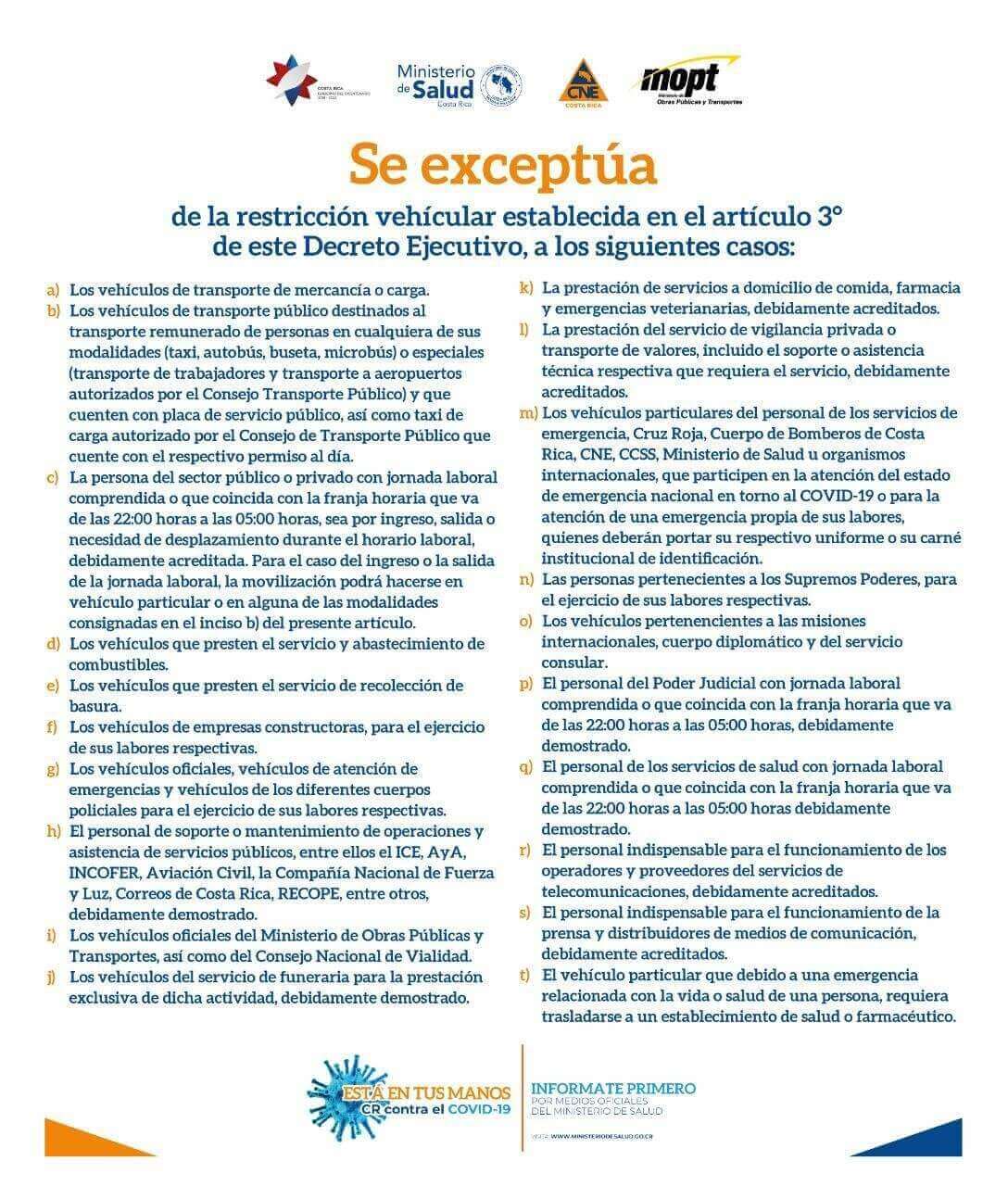 vehiculos que se se excentuan de la restricción vehicular sanitaria elperiodicocr