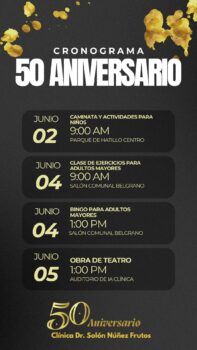Hatillenses celebrarán por todo lo alto 50 años de su clínica 1 Calendario clinica